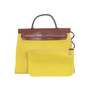 ♥️ Hermès Herbag PM Yellow and Brown Top-Handle Women’s Leather Tote♥️